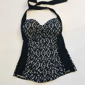Merona Black and White Swim Top Size Large